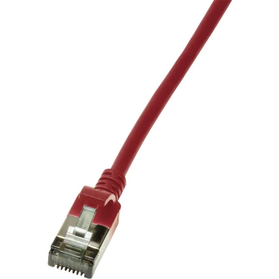 Afbeelding van LogiLink CQ9064S RJ45 Netwerkkabel, patchkabel CAT 6A U/FTP 3.00 m Rood Extreem dun, Vlambestendig, Flexibel, Folie afscherming, Halogeenvrij, Snagless,