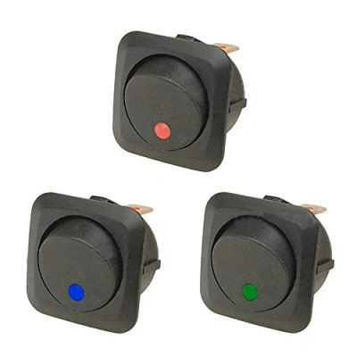 Afbeelding van E Support 4 Stuks 12V 25A Tuimelschakelaar Blauw Rood Groen Licht Schakelaar AAN/UIT Wipschakelaar Autoschakelaar Drukschakelaar Auto Vrachtwagen Boot 3Pin 25mm