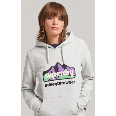 Afbeelding van Superdry Terrain Graphic Hoodie, Dames, Maat: 38, Glacier grey marl