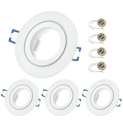 Afbeelding van 4x Sweet LED Inbouwframe incl. GU10 fitting IP44 inbouwspots voor de badkamer, ronde van aluminium Ø 84mm, wit