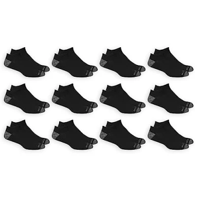 Afbeelding van Fruit of the Loom Men&#039;s Dual Defense No Show Socks 12 Pair, black/Grey, Shoe Size: 6