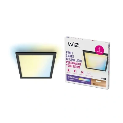 Afbeelding van WiZ Plafondlamp Panel Vierkant Zwart Slimme LED Verlichting Warm tot Koelwit Licht Geïntegreerd 36W