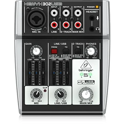 Afbeelding van Behringer XENYX 302USB 5 invoermixer met microfoonvoorversterker en ingebouwde USB audio interface
