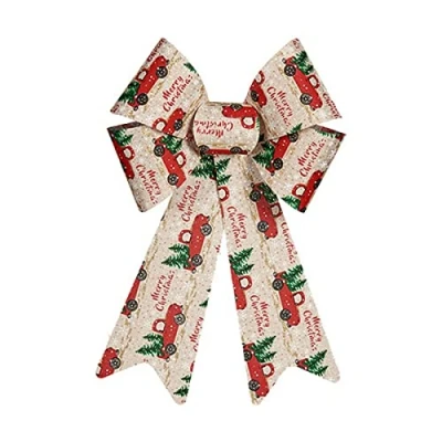 Afbeelding van Krist+ kerstboomversiering strik creme/rood print 15 x 25 cm Kersthangers