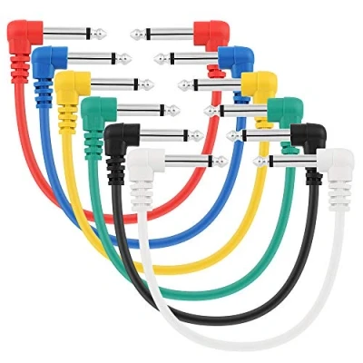 Afbeelding van Pxyelec 30 cm korte audio gitaar patchkabel, 6,35 mm (1/4&quot;) instrumentkabel voor effect pedalen, Pack van 6