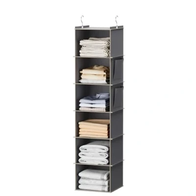 Afbeelding van Hangkast kastinrichting stalkast inrichting bestelsysteem hangende opberger met MDF panelen en bamboestok verstevigd grijs