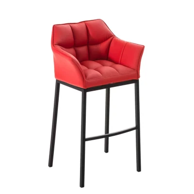 Afbeelding van Barkruk Sarpsborg Kunstleer met 4 poots Frame Zwart Rood