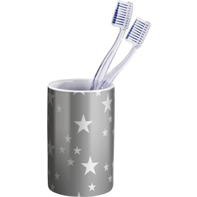 Afbeelding van WENKO Tandenborstelbeker Stella Grey tandenborstelhouder voor tandenborstel en tandpasta, keramiek, 6,5 x 11 cm, grijs