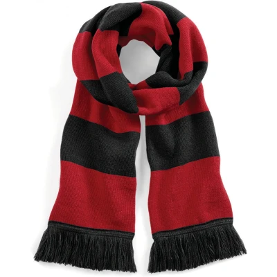 Afbeelding van Beechfield Gestreepte sjaal Stadium B479 Black / Classic Red