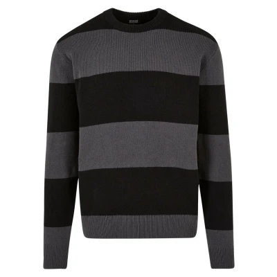 Afbeelding van Urban Classics Heavy Striped Trui, Heren, Maat: Large, Black darkshadow