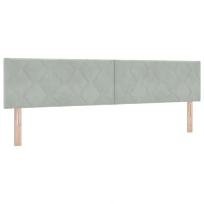 Afbeelding van vidaXL LED Hoofdbord Diamantblokontwerp Lichtgrijs 200 cm Velvet