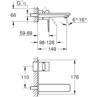Afbeelding van GROHE Lineare M size afbouwdeel voor 2 gats inbouw wandkraan met