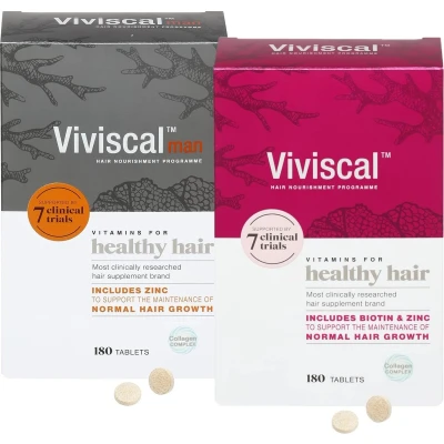 Afbeelding van Viviscal Partner Set 3 maanden haargroei supplement man + vrouw 180 stuks Voedt dunner wordend haar Bevordert de bestaande van binnenuit