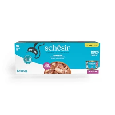 Afbeelding van 6 x 85g Schesir Complete Nutrition in Bouillon Tonijn natvoer voor katten