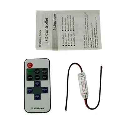 Afbeelding van Mini LED RF Controller 10Key Afstandsbediening 12...24V 144W voor enkelkleurige strips 2 Pin open kabeleinden
