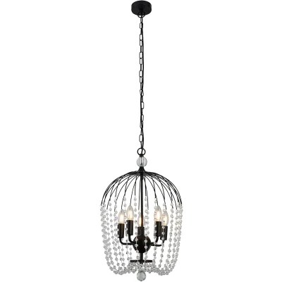 Afbeelding van Searchlight Kroonluchter Shower zwart met kristal 30216 5BK