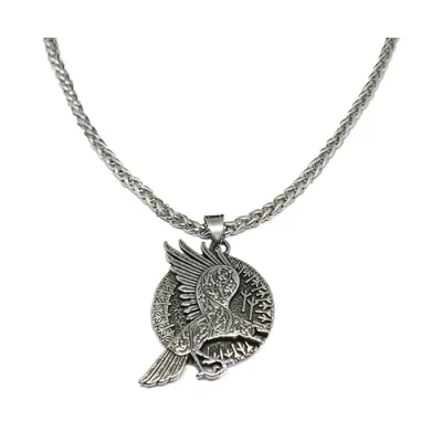 Afbeelding van Mei&#039;s Viking Raven Amulet ketting mannen / sieraad Stainless Steel 316L Roestvrij Staal Chirurgisch 50 cm zilver raaf