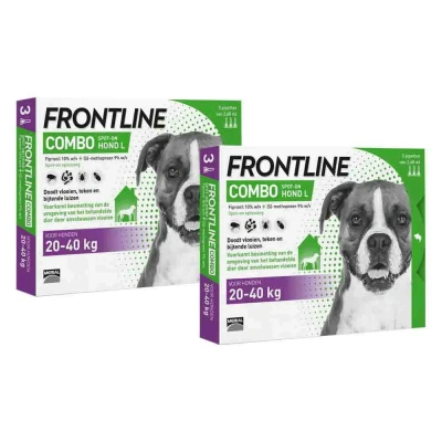 Afbeelding van 2x Frontline Combo Spot On Anti Vlooien en Teken Druppels Hond L 3 pipetten