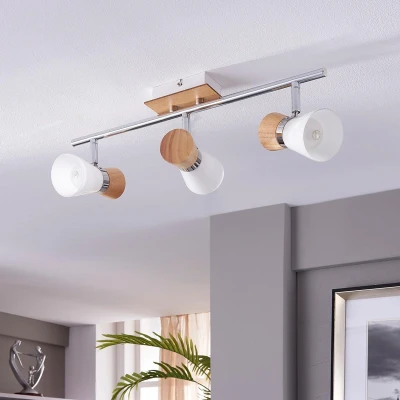 Afbeelding van Lindby Vivica 3 pits plafondlamp met houten elementen