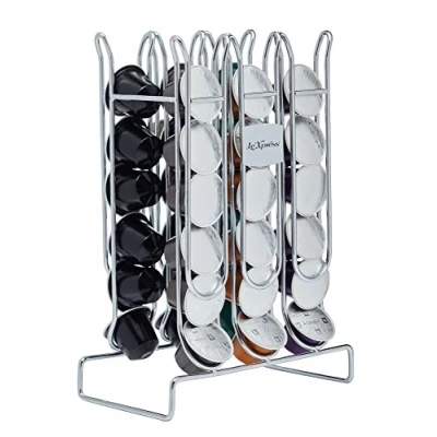 Afbeelding van KitchenCraft Le&#039;Xpress Carbon Steel Nespresso koffiepadhouder, 17 x 9,5 24,5 cm (6,5&quot; 3,5&quot; 9,5&quot;) Voor 36 capsules, metallic