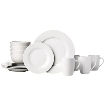 Afbeelding van Amazon Basics Servies voor 4 personen, 16 stuks, wit