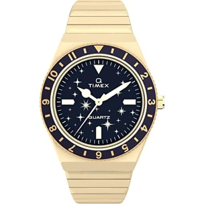 Afbeelding van Timex Analoog dameshorloge met roestvrijstalen armband Q Celestial, goud, TW2V53600