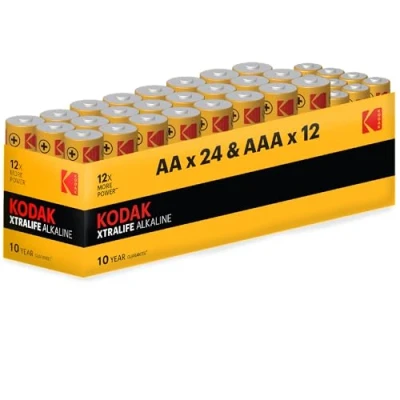 Afbeelding van Kodak XTRALIFE Alkaline Batterijen 24x AA + 12x AAA