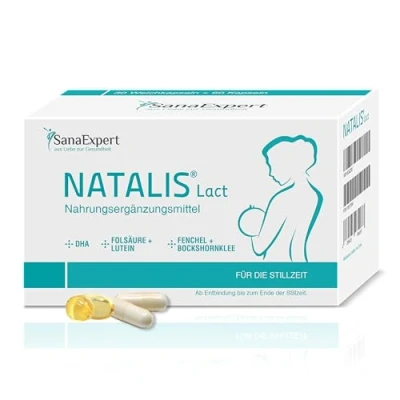 Afbeelding van Natalis Lact, 90 capsules, voedingssupplement tijdens borstvoeding na zwangerschap met DHA, foliumzuur, luteïne, venkel en fenegriek, combi preparaat SanaExpert