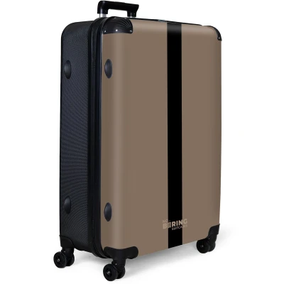 Afbeelding van NoBoringSuitcases.com® Koffer groot Reiskoffer lichtgewicht Licht bruin met zwarte streep Rolkoffer 4 wielen Grote trolley XL 98 liter bagage