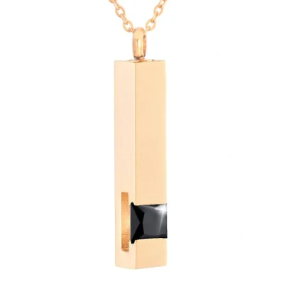 Afbeelding van Luxe Ashanger Met Ketting Assieraad Rosegoudkleurig Zwarte Steen As Gedenksieraad Urn Incl. vuller