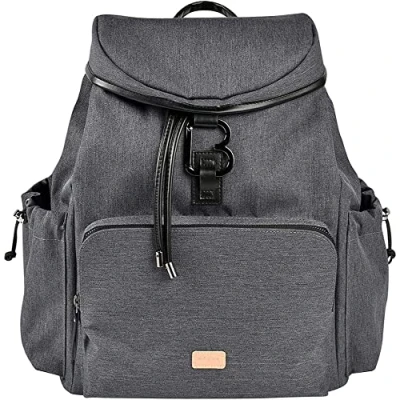 Afbeelding van BÉABA, Luiertas, luierrugzak, grote inhoud 22 l, 13 opbergzakken, veel accessoires, maximaal comfort, waterdicht, Vancouver tas, donkergrijs