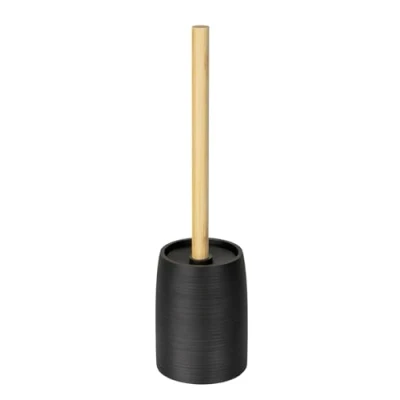 Afbeelding van WENKO WC garnituur Mod. Altavalle vrijstaande toiletborstel stijlvolle badkameraccessoires van polyhars en bamboe Ø 10,5 cm H 38,5 zwart natuur