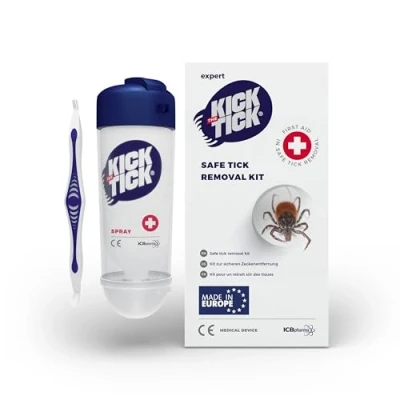 Afbeelding van KICK THE TICK ijsspray met tekenpincet tekenverwijderingsset voor mensen en kinderen pijnloze tekenverwijdering meer dan 40 toepassingen
