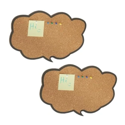 Afbeelding van Relaxdays prikbord kurk wolk set van 2 memobord kantoor notitiebord met punaises