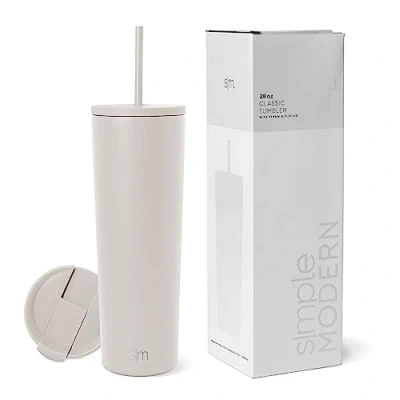 Afbeelding van Simple Modern Geïsoleerde beker met deksel en rietje Iced Coffee Cup Herbruikbare roestvrijstalen waterfles reismok Spring Break Gifts voor haar &amp; hem Klassieke collectie 28 oz Amandelberk