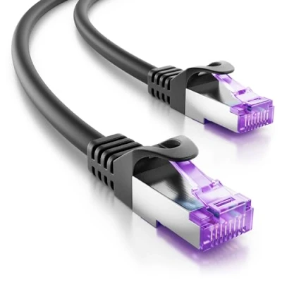 Afbeelding van deleyCON 3,0m CAT7 Netwerkkabel 10 Gigabit RJ45 Patchkabel Ethernetkabel (Koper, SFTP PiMF Afscherming) voor Highspeed LAN DSL Switch Modem Router Patchpanel CAT6 CAT5 Zwart