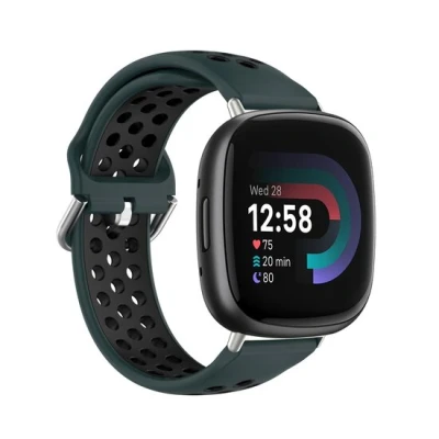 Afbeelding van Fitbit Versa 3 &amp; 4 / Sense 1 2 Sport editie Large Donkergroen + zwart