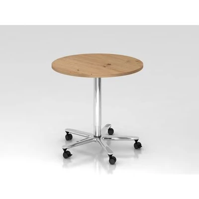Afbeelding van BISTRO 80R C Systeem conferentietafel Chroom Ø 80 Knoestige Eiken