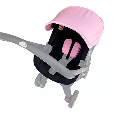 Afbeelding van Brogtorl kinderwagen accessoires Aankleedset Kleding, zonneklep Hoes en zitkussen Compatibel met Doona (roze/zwart)