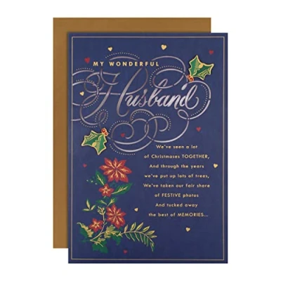 Afbeelding van Hallmark Kerstkaart voor echtgenoot klassiek ontwerp met oprechte boodschap