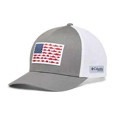 Afbeelding van Columbia Unisex PFG vis vlag mesh bal cap hoge kroon, Titanium/Wit, XX Large, XXL
