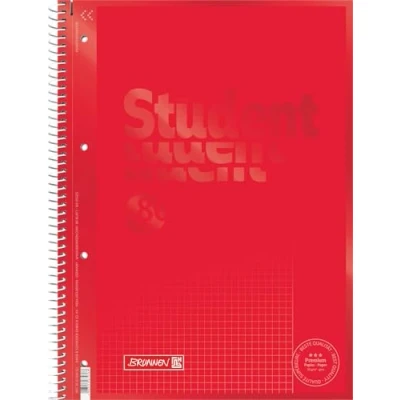 Afbeelding van Brunnen 1067926123 Notitieblok/Collegeblok Student Colour Code (A4 geruit, liniatuur 26, 90 g/m², 80 vellen) rood