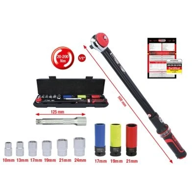 Afbeelding van KS Tools ERGOTORQUE®precision 516.2400 Momentsleutelset Met ratel 1/2 (12.5 mm) 20 200 Nm