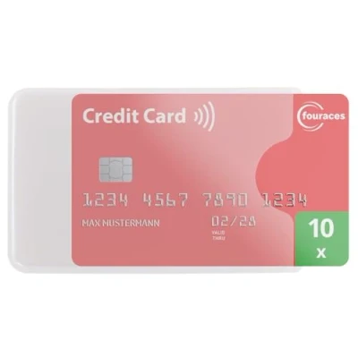 Afbeelding van fouraces kaartbeschermhoesje 10 stuks, plastic hoesjes, transparant voor creditcards en ec kaarten, creditcardhoesje, geldkaarten