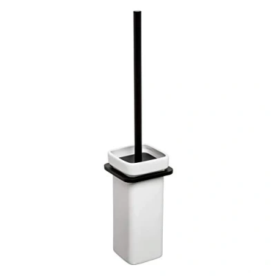 Afbeelding van TATAY WC Borstel zonder boren Glue Fix Systeem of Schroeven Inclusief Sterk Aluminium Toiletborstel Compact 12 x 38 cm Onyx Collectie Zwart &amp; Wit