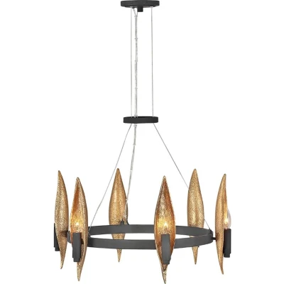 Afbeelding van Hinkley LED Kroonluchter 6X E14 Max 40W Dimbaar Carbon Black with Deluxe Gold