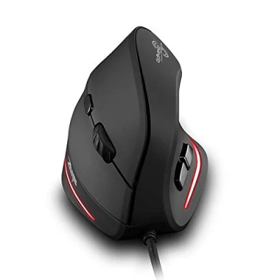 Afbeelding van Zelotes Verticale Ergonomische Muis,3200 2400 1600 1000DPI,6 Toetsen USB Bekabeld Muis,Computer Muis Mouse voor PC,Mac,Zwart