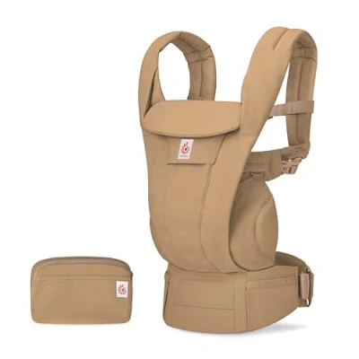 Afbeelding van Ergobaby Omni Deluxe alles in één draagzak voor pasgeborenen vanaf de geboorte tot 20 kg, ergonomische 4 positie katoenen rugdrager reissysteem, Camel