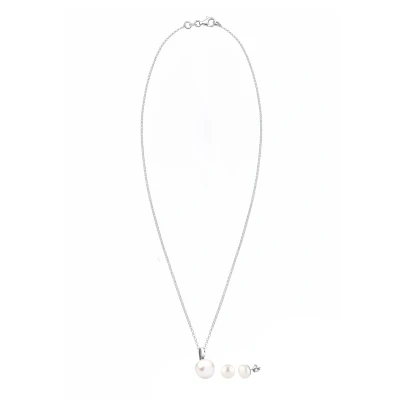 Afbeelding van Nenalina Dames Sieraden Set Halskette Ohrstecker Süßwasserperlen 925 Silber