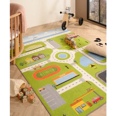 Afbeelding van Kindervloerkleed Joy Speelstraat Groen 140x200 Cm